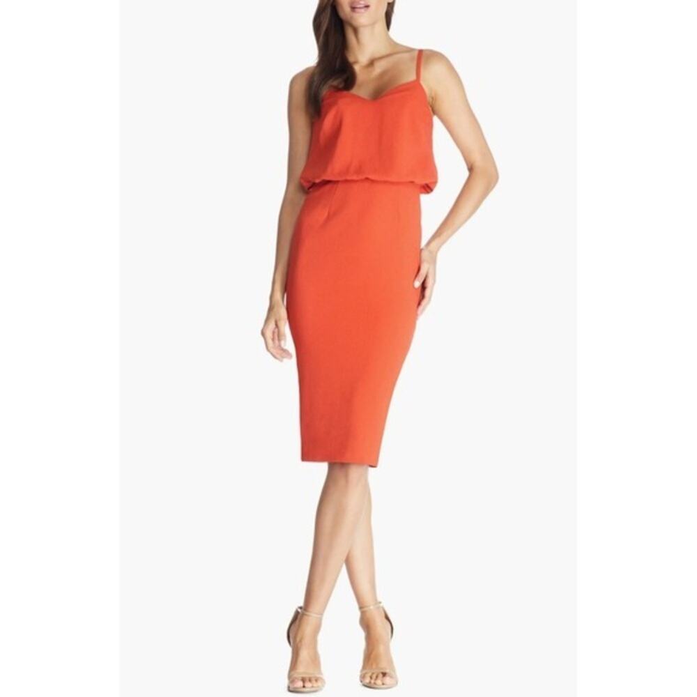 Dress The Population Red Popover Midi Cocktail Dress XXL New With Tags